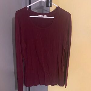 Cato Long Sleeve Scoop Neck Top - Wine